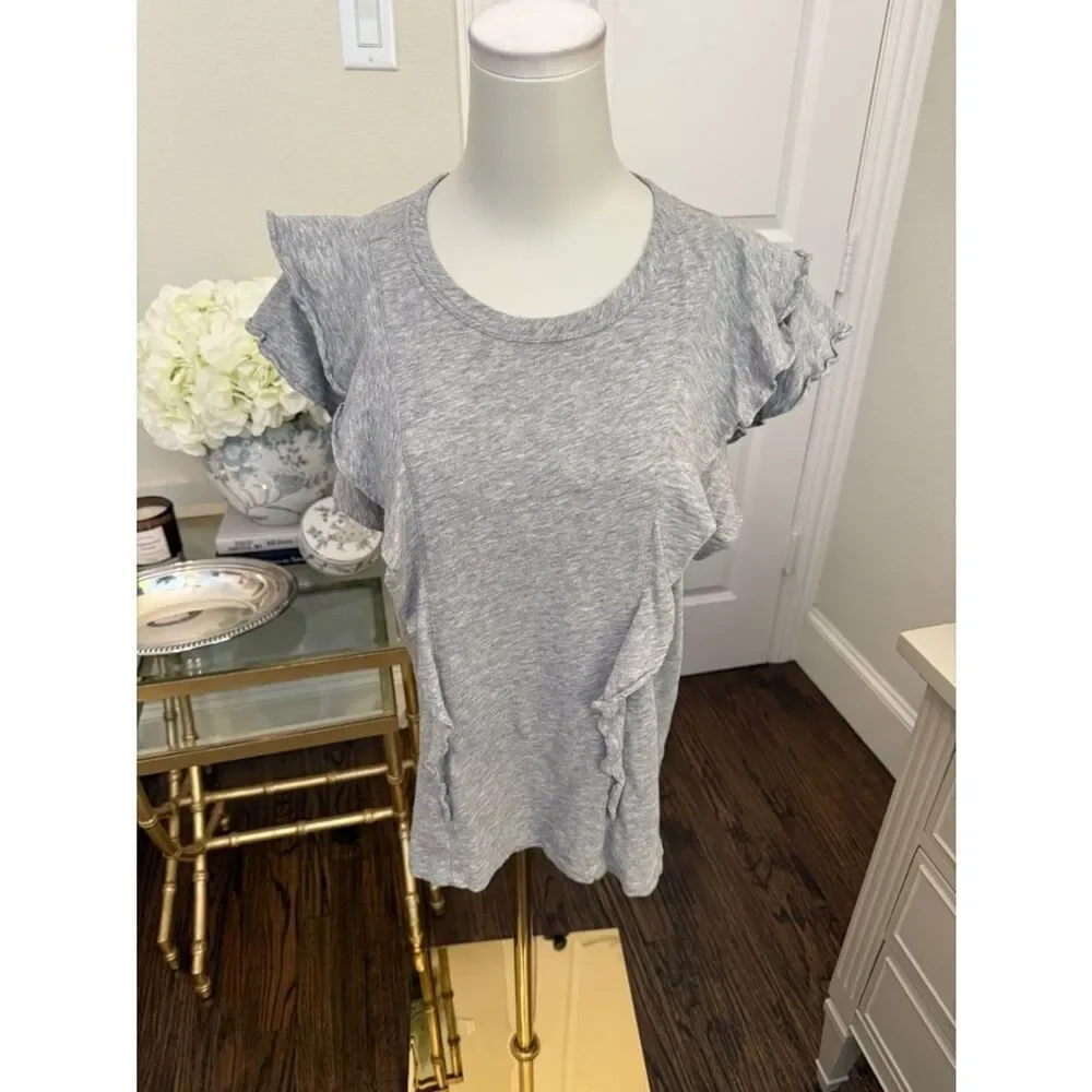Veronica Beard Bea Short Sleeve Ruffle Tee ii8